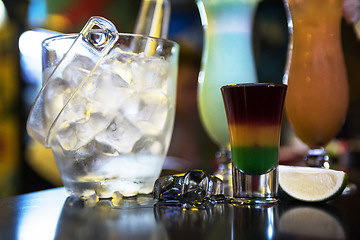 Image showing cocktails on bar background