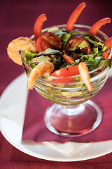 Image showing salad with cooked shrimp