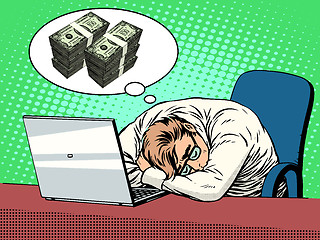 Image showing Businessman dreams of money