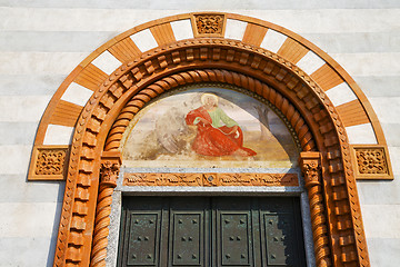 Image showing  church door    italy  lombardy   jesus