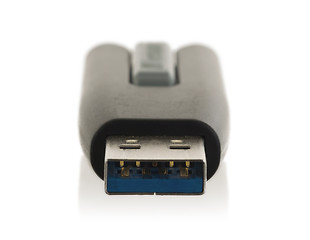 Image showing Black USB memory stick isolated