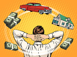 Image showing Business dreams buyer home car income money