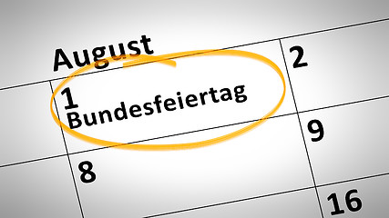 Image showing federal holiday first of august in german language