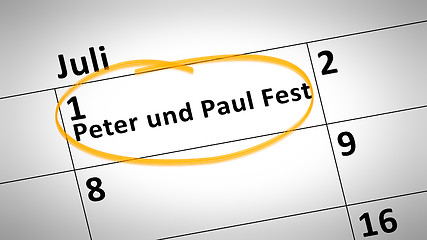Image showing Peter and Paul Festival first of July in german language