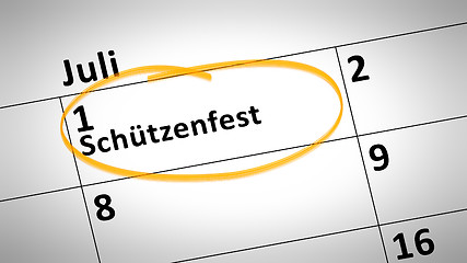 Image showing shooting festival first of July in german language