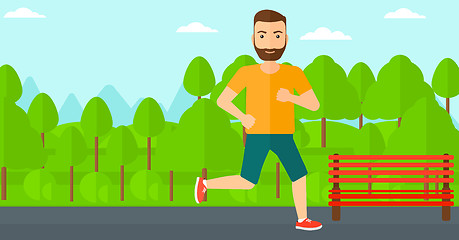 Image showing Sportive man jogging.