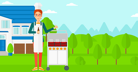 Image showing Woman preparing barbecue.