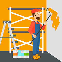 Image showing Painter with paint roller.