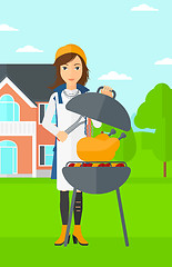 Image showing Woman preparing barbecue.