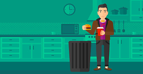 Image showing Man throwing junk food.