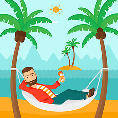 Image showing Man chilling in hammock.