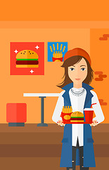 Image showing Woman with fast food.