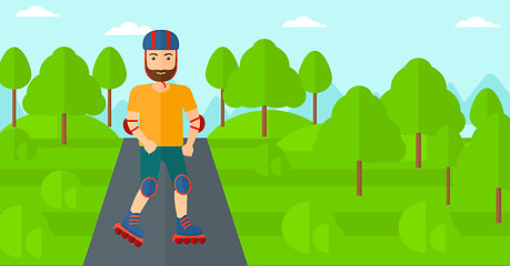 Image showing Sporty man on roller-skates.