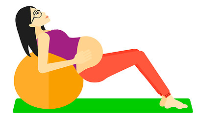 Image showing Pregnant woman on gymnastic ball.