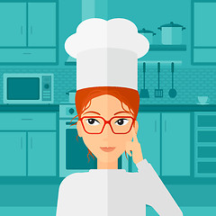 Image showing Chef pointing forefinger up.