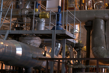 Image showing Different size and shaped pipes at a power plant