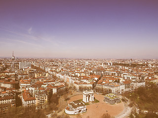 Image showing Retro looking Milan aerial view