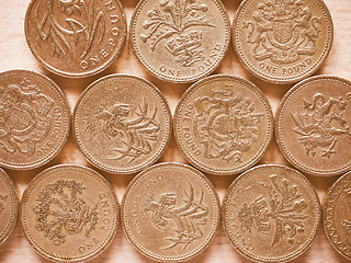 Image showing  Pound coins vintage