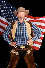 Image showing Senior patriot cowboy