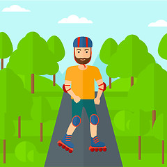 Image showing Sporty man on roller-skates.