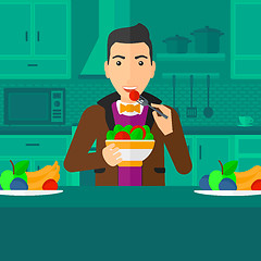 Image showing Man eating salad.