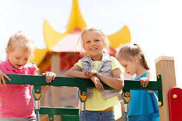 Image showing happy little girls on children playground