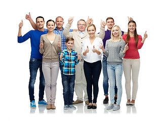 Image showing group of smiling people showing thumbs up