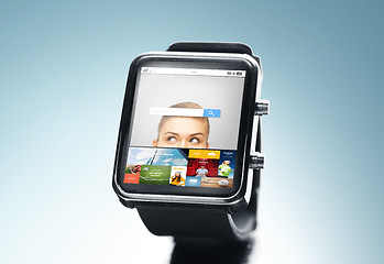 Image showing close up of smart watch with internet search bar