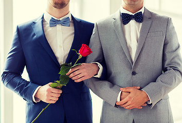 Image showing close up of happy male gay couple holding hands