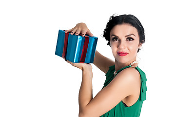 Image showing Pretty woman with gift box