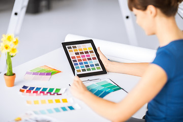 Image showing woman working with color samples for selection