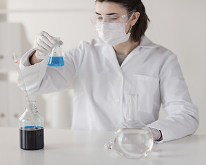 Image showing close up of scientist making test in lab