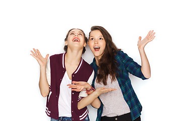 Image showing happy smiling pretty teenage girls having fun