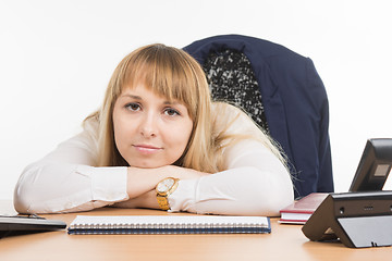 Image showing Sad sight tired office worker