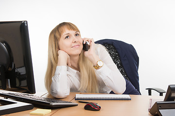 Image showing Happy business woman talking on a cell phone for non-business issues