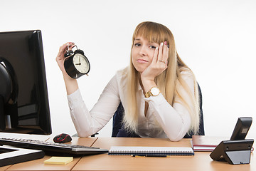 Image showing Dull office employee does not want to work in the morning in the office