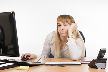 Image showing Tired secretary in the workplace