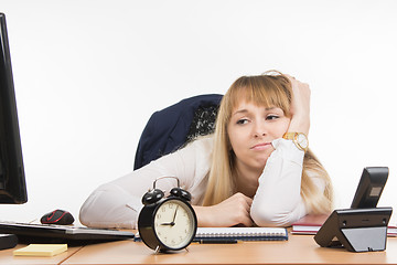 Image showing  Dull morning office employee at work