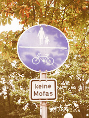 Image showing  Pedestrian area sign vintage