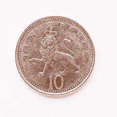 Image showing  UK 10 pence coin vintage