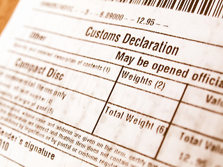 Image showing  Customs declaration vintage