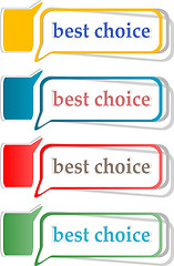 Image showing Best choice, offer and seller labels with ribbon. Vector.