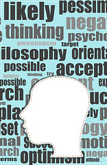 Image showing the silhouette of his head with the words on the topic of social networking