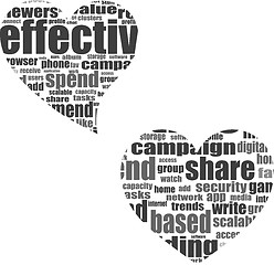 Image showing vector Social media love concept in word tag cloud of think bubble