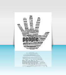 Image showing vector Illustration of the hands symbol, which is composed of text keywords on social media themes