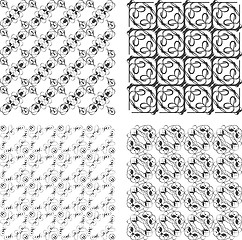 Image showing Vector Geometric Seamless Patterns Set. Monochrome Textures on white