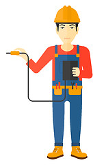 Image showing Electrician with electrical equipment.