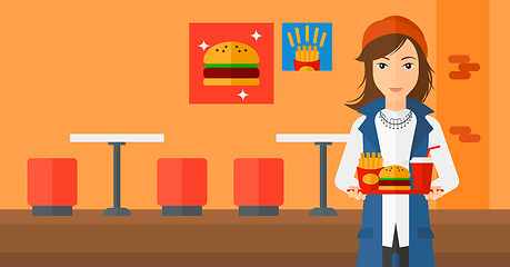 Image showing Woman with fast food.