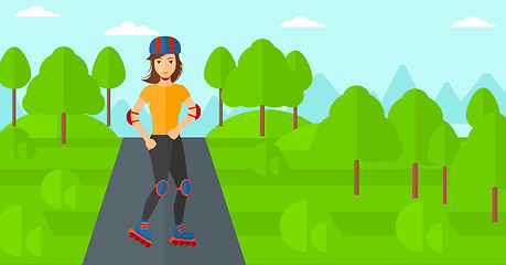 Image showing Sporty woman on roller-skates.