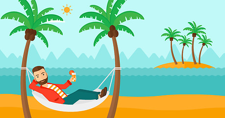 Image showing Man chilling in hammock.